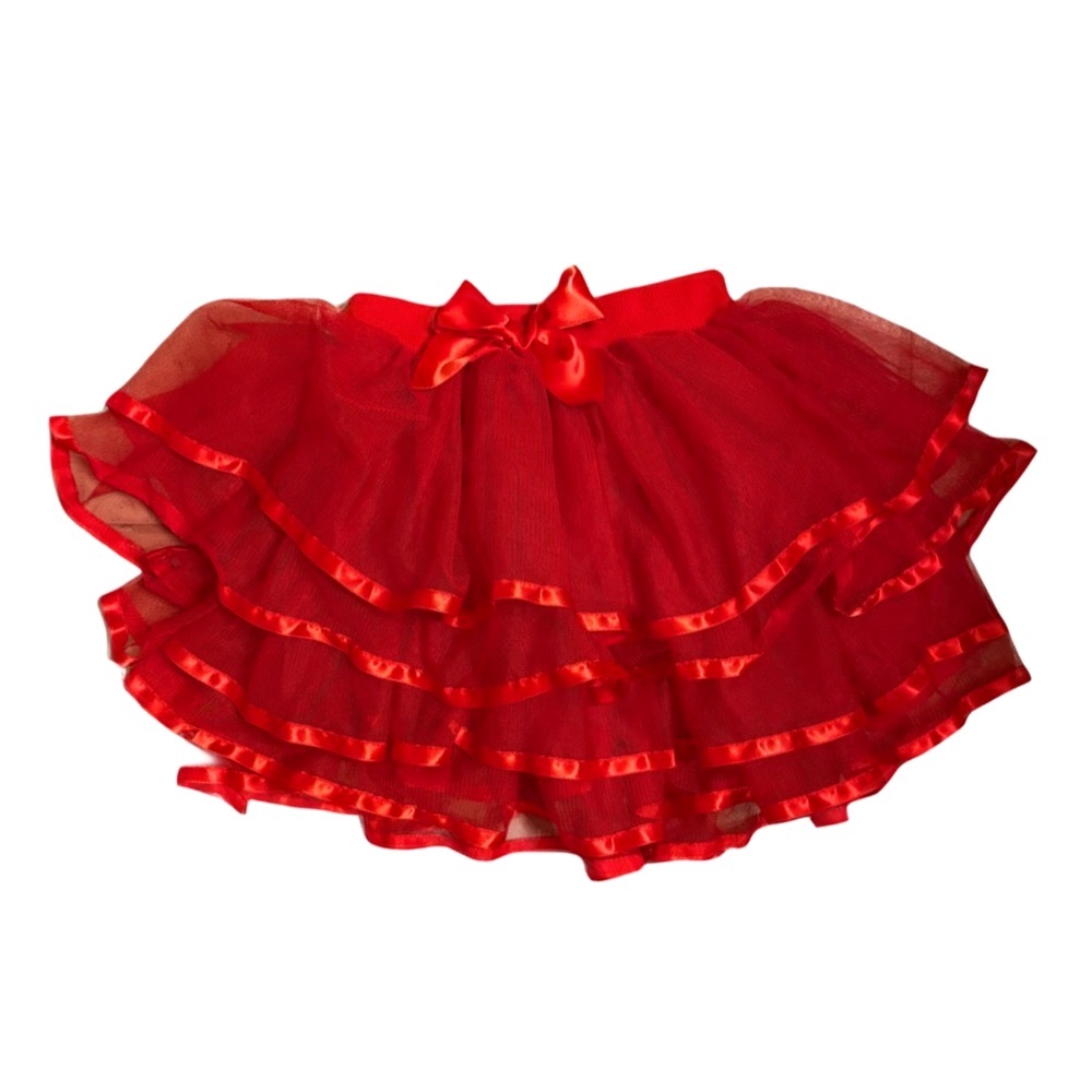 Dang Dang Xiong Girls Red TUTU Size Small Ruffled Layered Satin Skirt